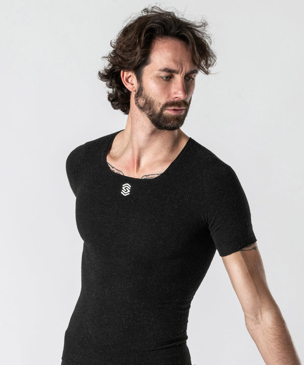 Stay Warm - Anthracite Short Sleeve Square Neck Base Layer